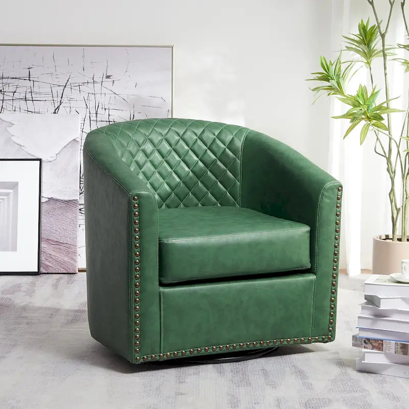Fauteuil tonneau pivotant de 29 pouces de large en similicuir PU capitonné