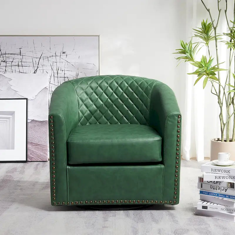 Fauteuil tonneau pivotant de 29 pouces de large en similicuir PU capitonné