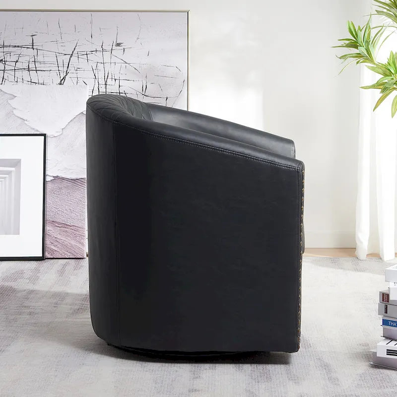 Fauteuil tonneau pivotant de 29 pouces de large en similicuir PU capitonné