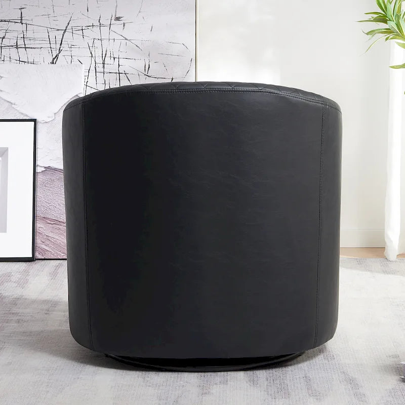 Fauteuil tonneau pivotant de 29 pouces de large en similicuir PU capitonné