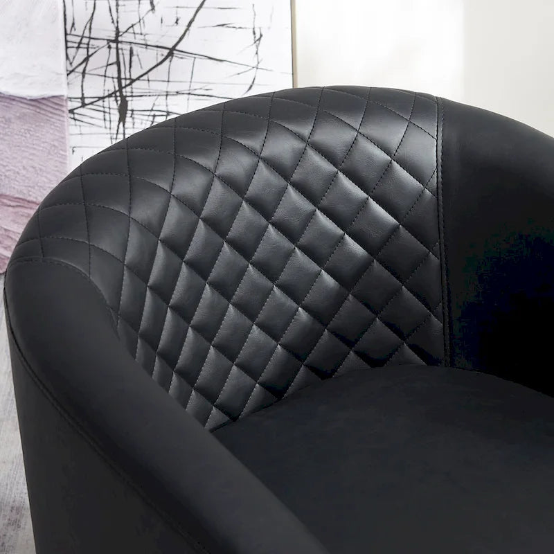 Fauteuil tonneau pivotant de 29 pouces de large en similicuir PU capitonné
