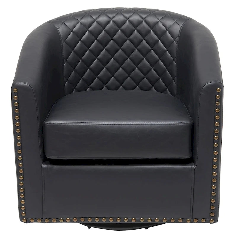 Fauteuil tonneau pivotant de 29 pouces de large en similicuir PU capitonné