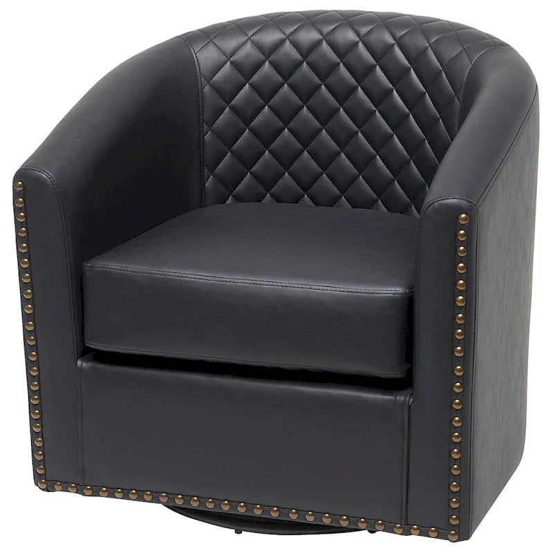 Fauteuil tonneau pivotant de 29 pouces de large en similicuir PU capitonné