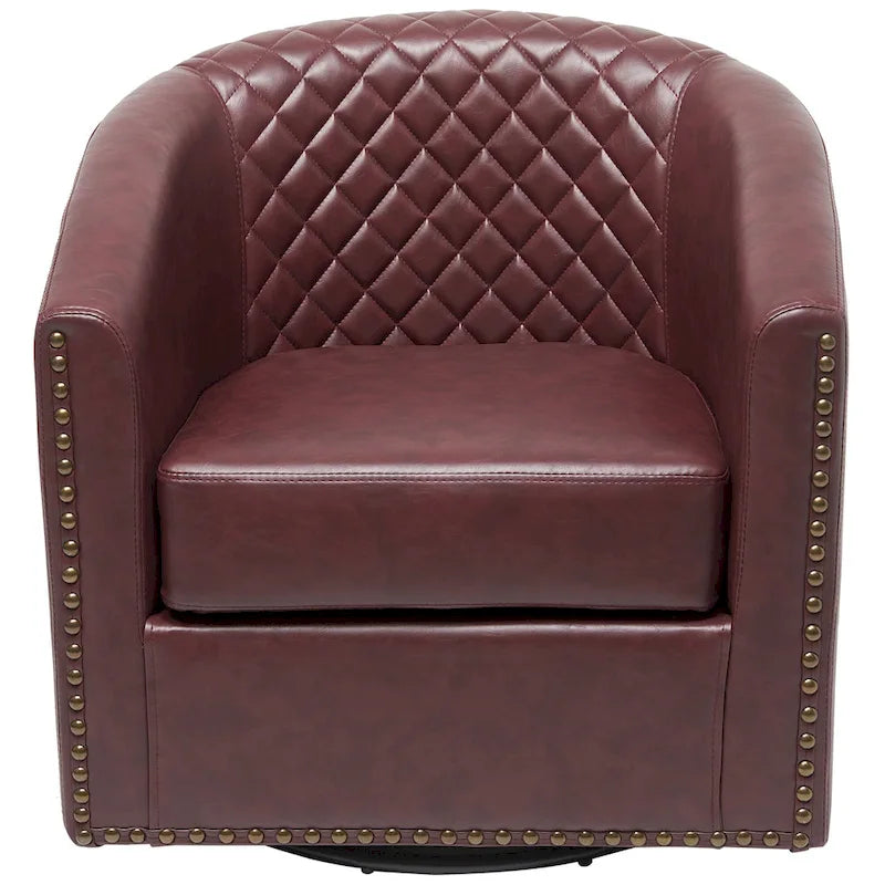 Fauteuil tonneau pivotant de 29 pouces de large en similicuir PU capitonné
