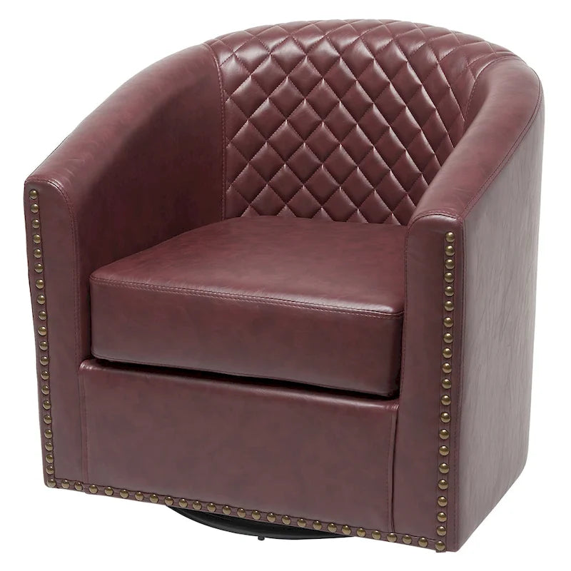 Fauteuil tonneau pivotant de 29 pouces de large en similicuir PU capitonné