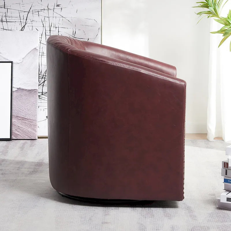 Fauteuil tonneau pivotant de 29 pouces de large en similicuir PU capitonné