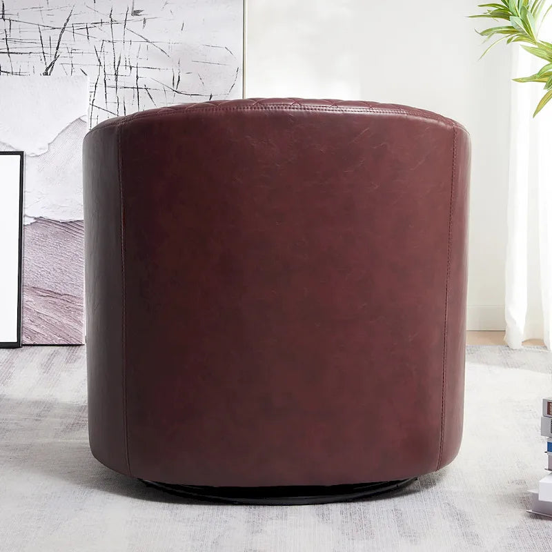 Fauteuil tonneau pivotant de 29 pouces de large en similicuir PU capitonné