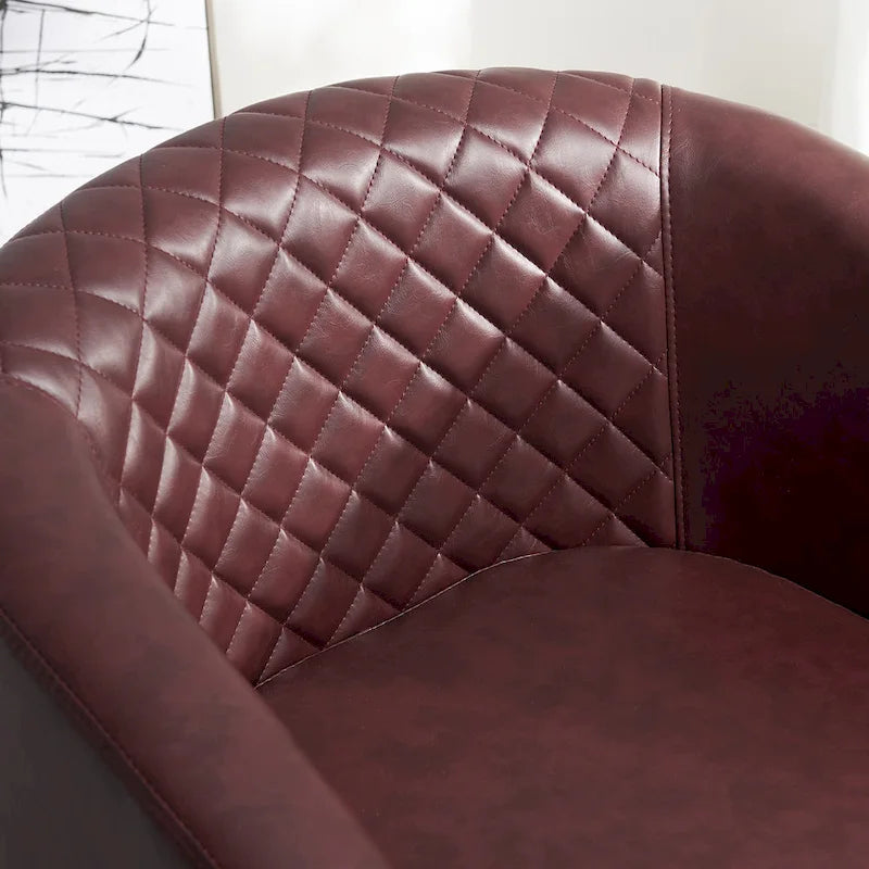 Fauteuil tonneau pivotant de 29 pouces de large en similicuir PU capitonné