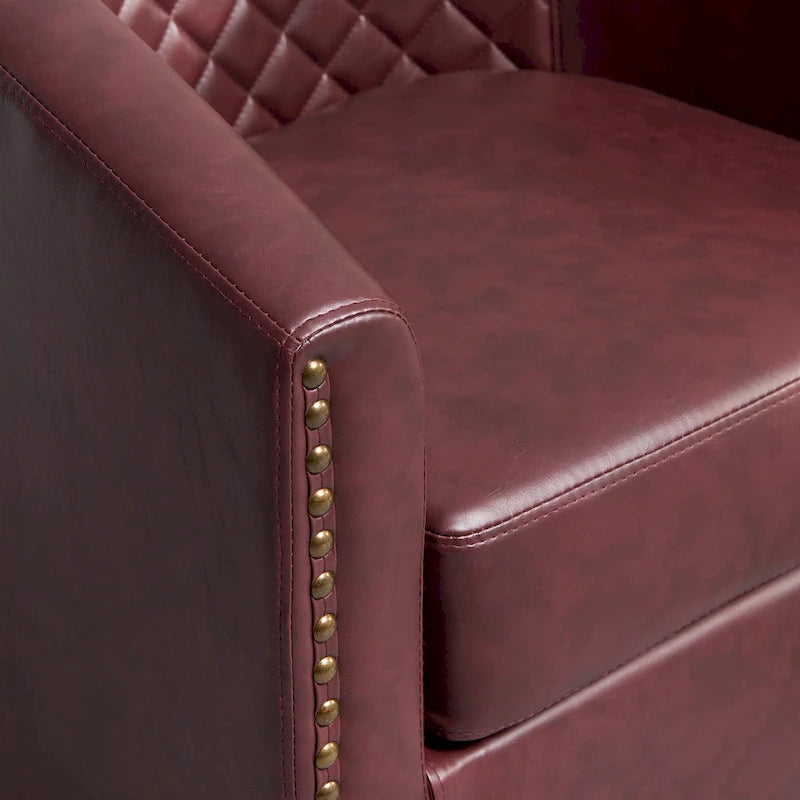 Fauteuil tonneau pivotant de 29 pouces de large en similicuir PU capitonné