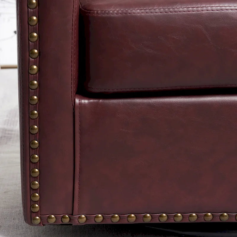 Fauteuil tonneau pivotant de 29 pouces de large en similicuir PU capitonné