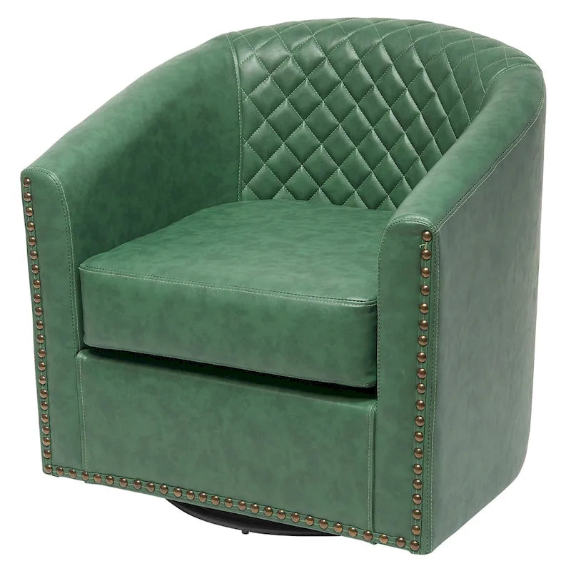 Fauteuil tonneau pivotant de 29 pouces de large en similicuir PU capitonné
