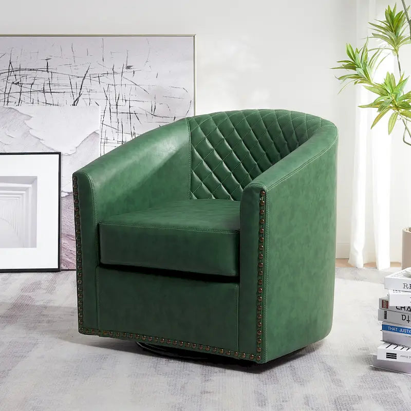 Fauteuil tonneau pivotant de 29 pouces de large en similicuir PU capitonné