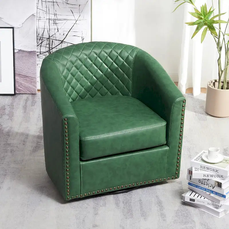 Fauteuil tonneau pivotant de 29 pouces de large en similicuir PU capitonné