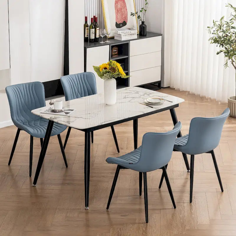 Juego de 2 sillas de comedor modernas tapizadas en cuero y sin brazos