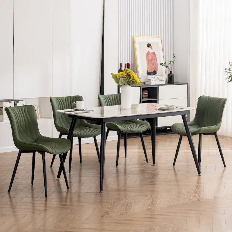 Juego de 2 sillas de comedor modernas tapizadas en cuero y sin brazos