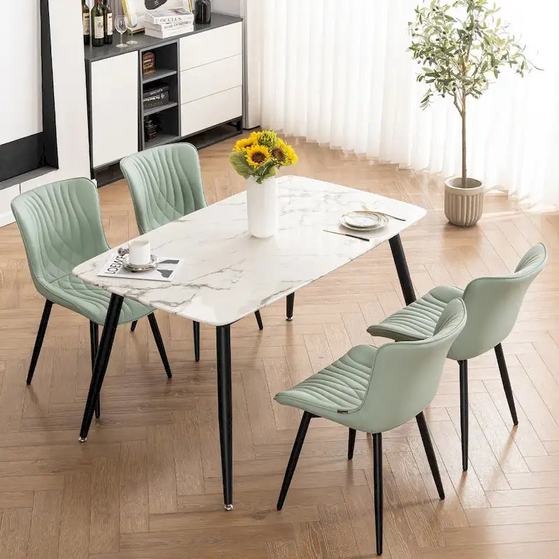 Juego de 2 sillas de comedor modernas tapizadas en cuero y sin brazos