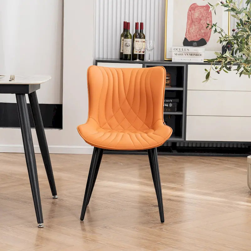 Juego de 2 sillas de comedor modernas tapizadas en cuero y sin brazos