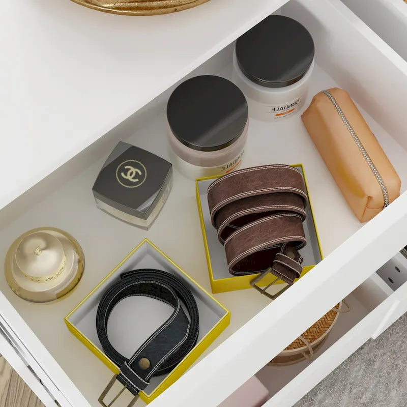 Weiße Kommode mit 9 Schubladen, stilvollem Design und Kippschutz